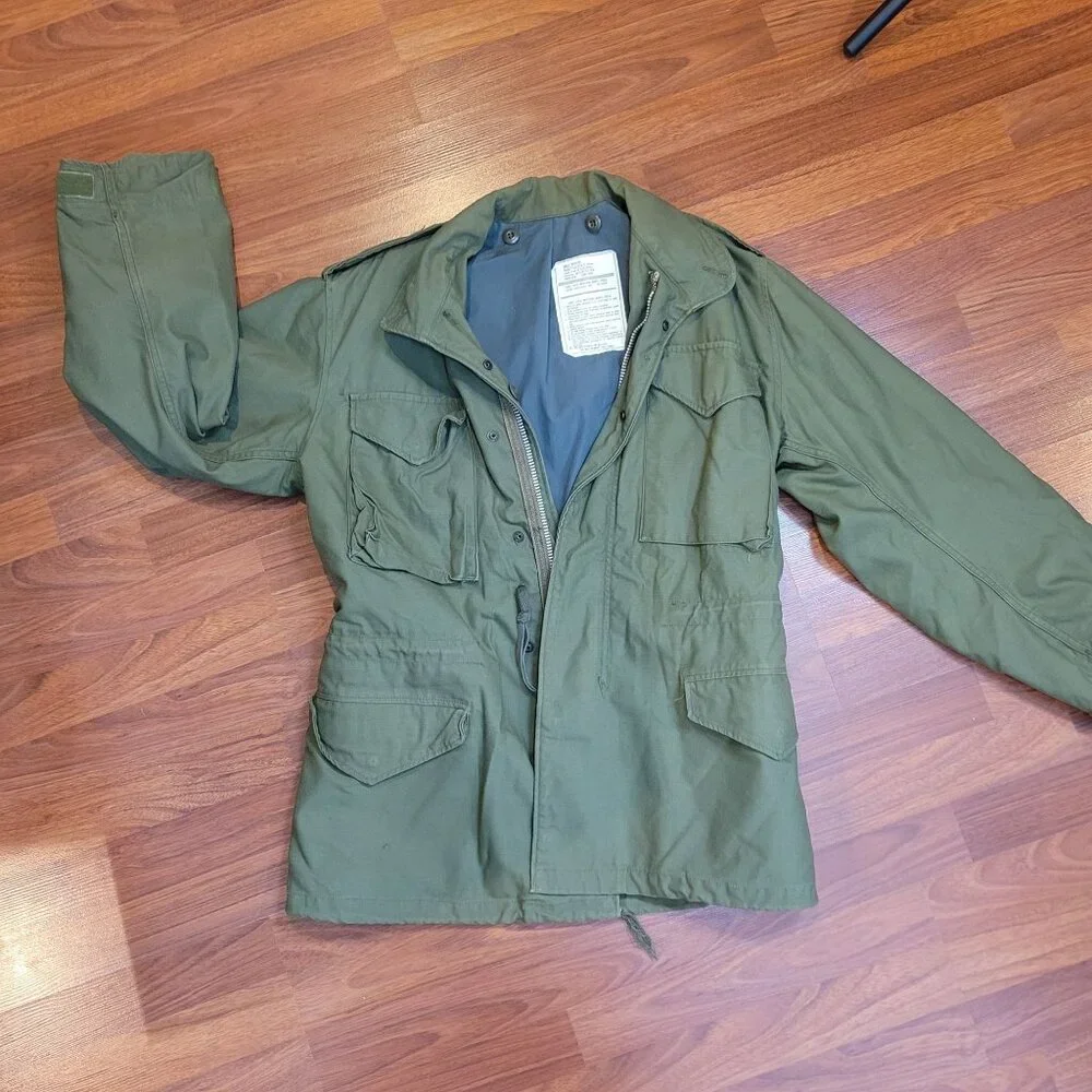 Vintage Alpha Industries M65 Mens Field Jacket Olive Green Cold Weather Coat - Picture 13 of 14